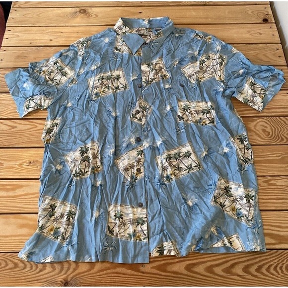 Batik Bay Button Up Hawaiian Shirt Size XL Men’s Blue Short Sleeve - Picture 1 of 7